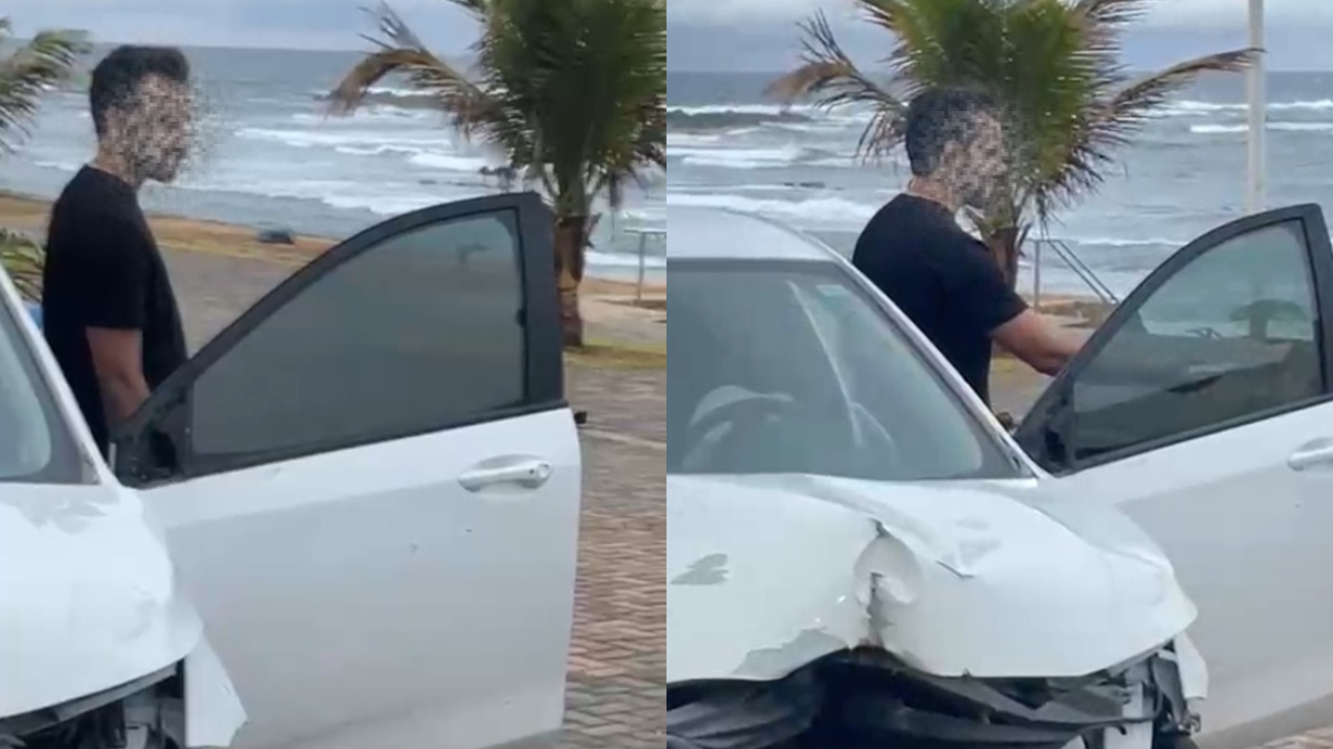 foto que retrata condutor de veículo após atropelamento