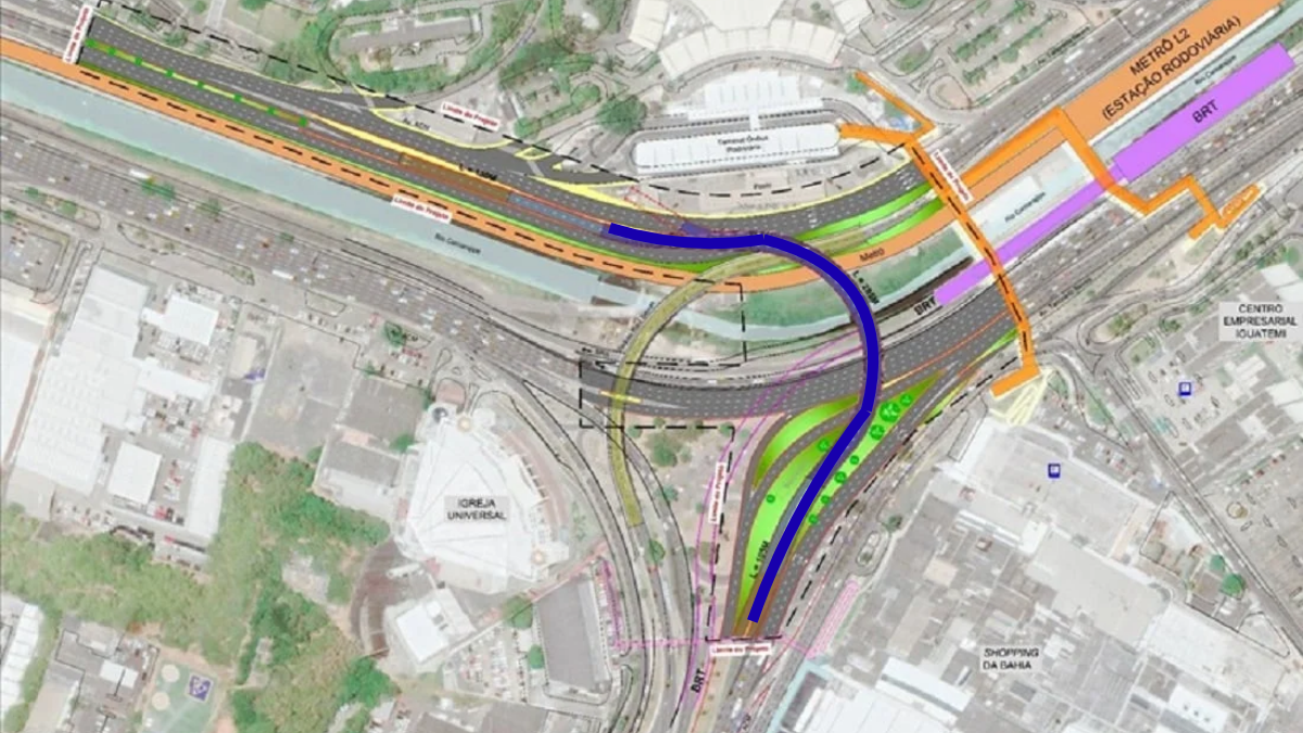 mapa do viaduto direcional Iguatemi-Detran.