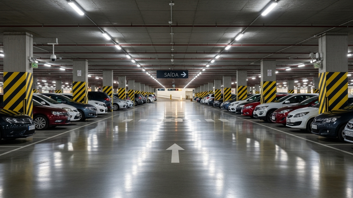 foto de estacionamento interno de shopping