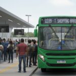 ônibus parado em terminal