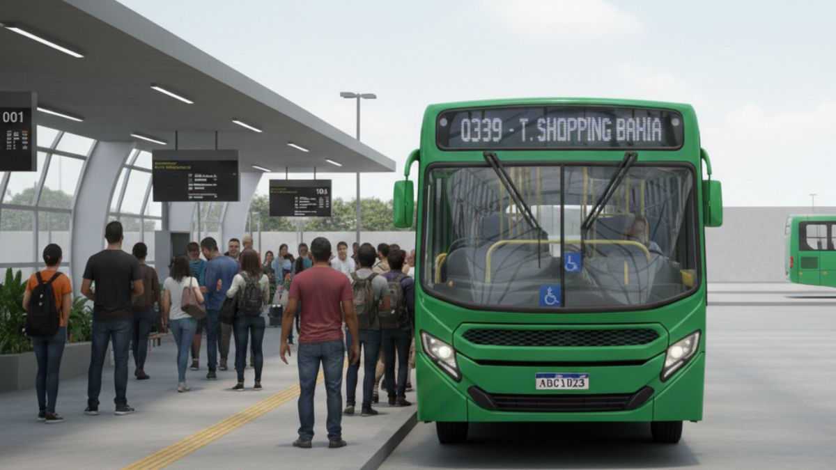 ônibus parado em terminal